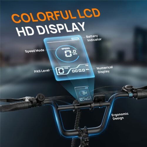 Electric Bike, 1000W Motor, 48V 13Ah Battery, 20" Fat Tire | 28MPH Top Speed | 80 Miles Max Range | All-Terrain | Removable Battery | Colorful Display | For Adults and Teens