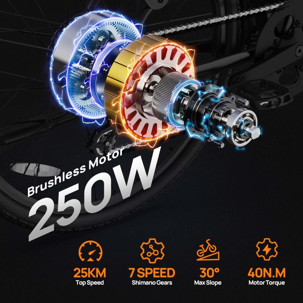 26" Electric Bike for Adults, 750W Peak Motor Ebike, 48V 10.4Ah Removable Battery, 60-Mile Max Range & 20MPH Commuter E-Bike, Front Suspension & 7-Speed Ebikes