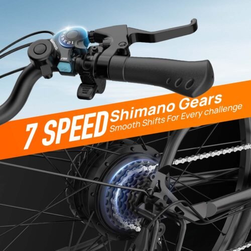 26" Electric Bike for Adults, 750W Peak Motor Ebike, 48V 10.4Ah Removable Battery, 60-Mile Max Range & 20MPH Commuter E-Bike, Front Suspension & 7-Speed Ebikes