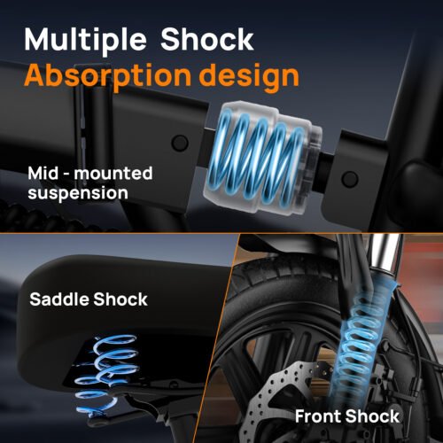 14" Folding Electric Bike for Adults, 500W Motor, 40 Miles | 48V 375Wh Battery | UL 2849 Certification | 20MPH Speed | Mini E Bike for Adults